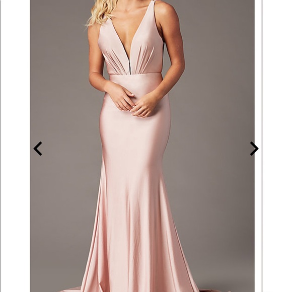 light pink fitted prom dress